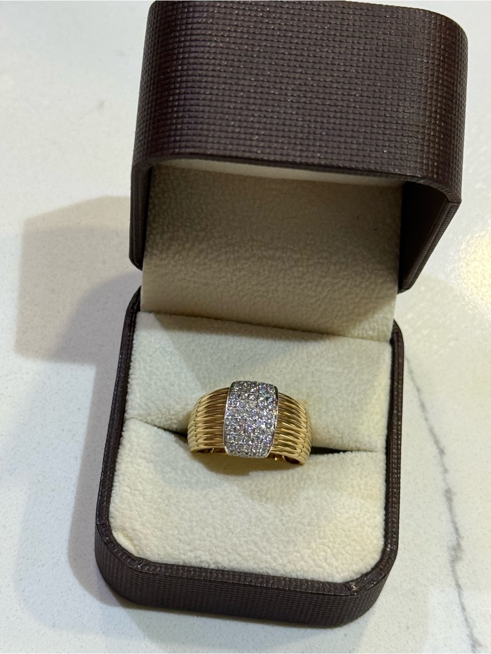 14K YELLOW GOLD FLUTED COCKTAIL RING